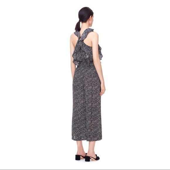 REBECCA Taylor Sweet Briar Jumpsuit Black & White Floral Print Size 6 - Picture 11 of 12